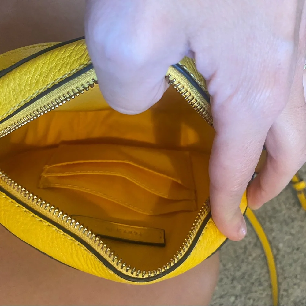 Tory Burch McGraw Round Leather Yellow Marigold Crossbody Purse Bag Tassels - Picture 7 of 9